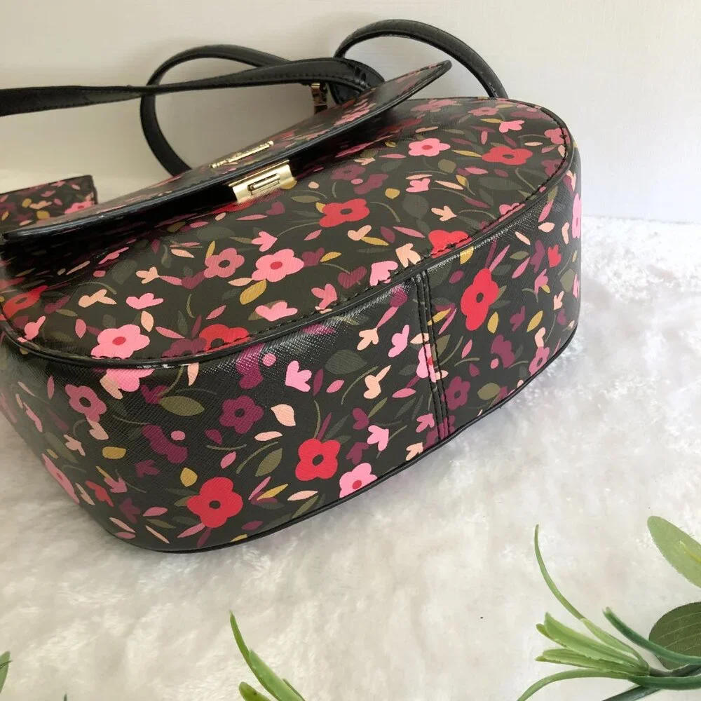 Kate Spade Floral Crossbody Bag and Wallet - Black and Pink - Picture 3 of 15